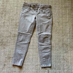 Gap Skinny Mini Khakis, Grey, Stitched Knees, Stretch, Calf Zipper